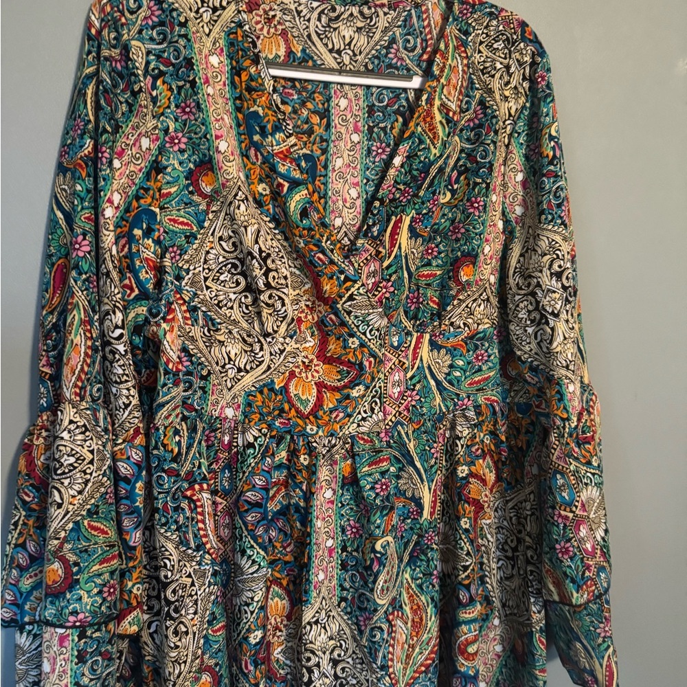 Floral Paisley Long Sleeve Dress - Picture 3 of 6